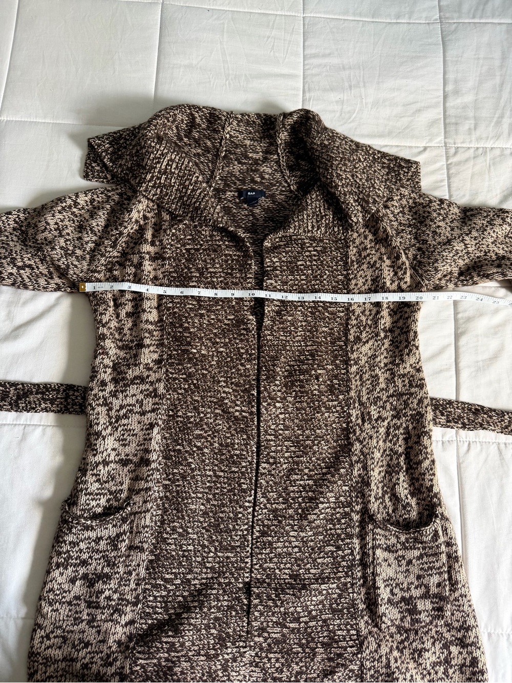 Gap Brown Marled Open-Front Knit Long Cardigan - Large - Picture 11 of 12